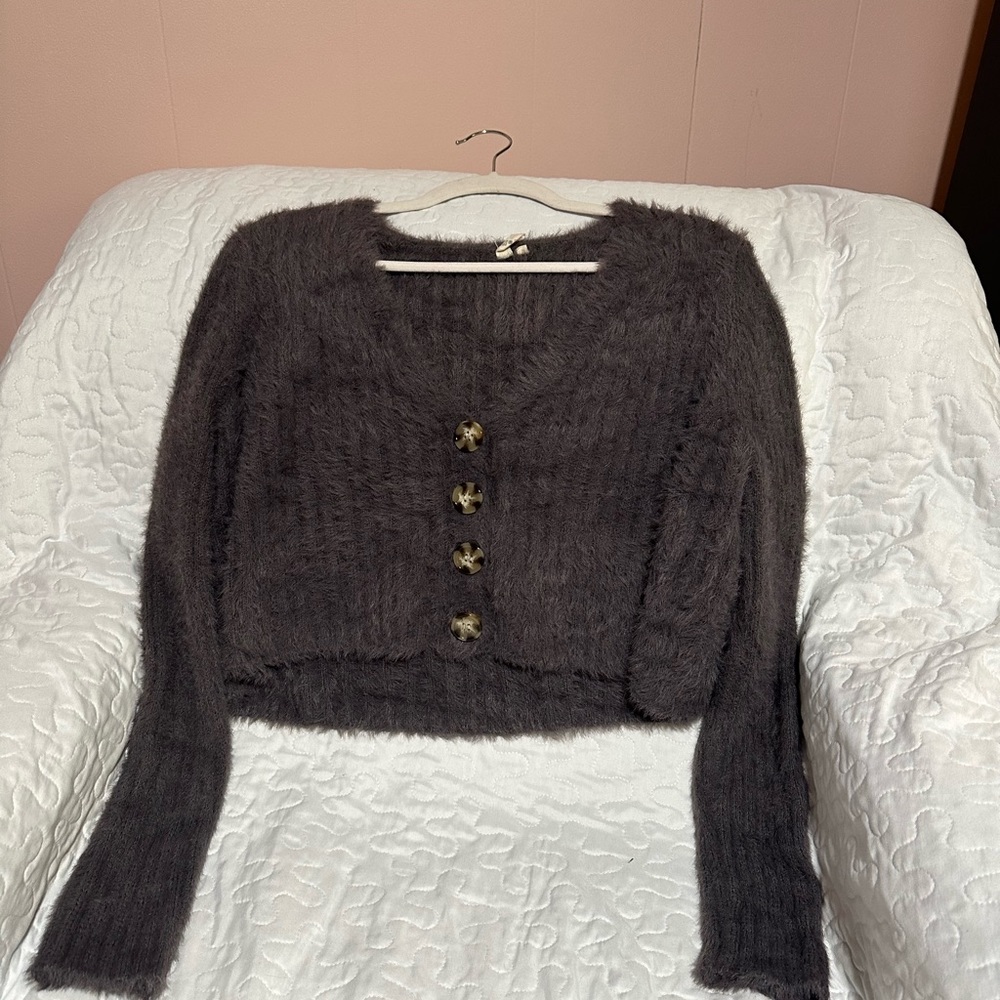 Dark gray button up cardigan sweater size XL